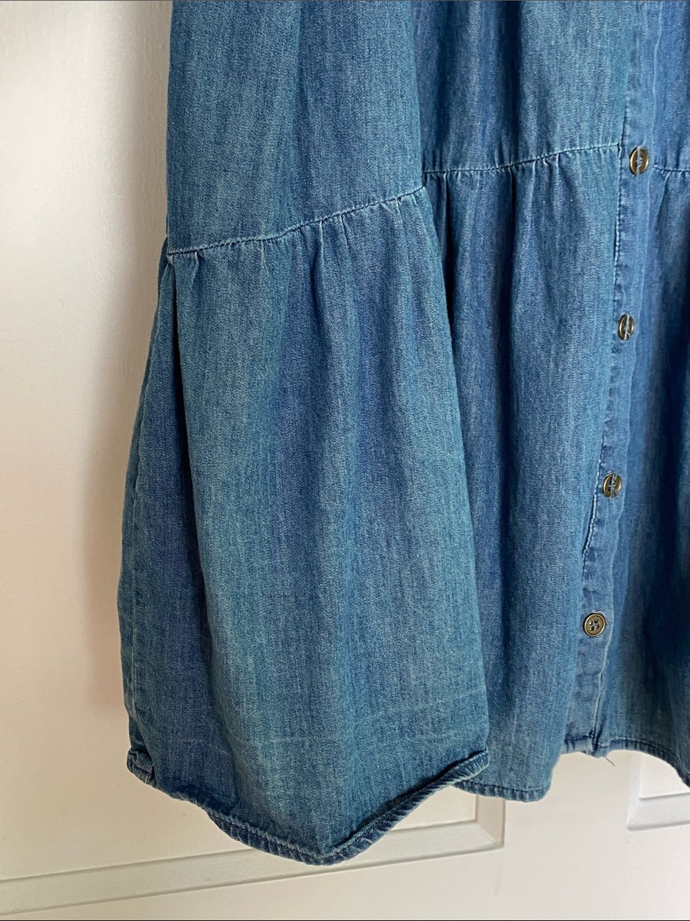 Flying Tomato Denim Button-Front Tiered Dress - Picture 10 of 12